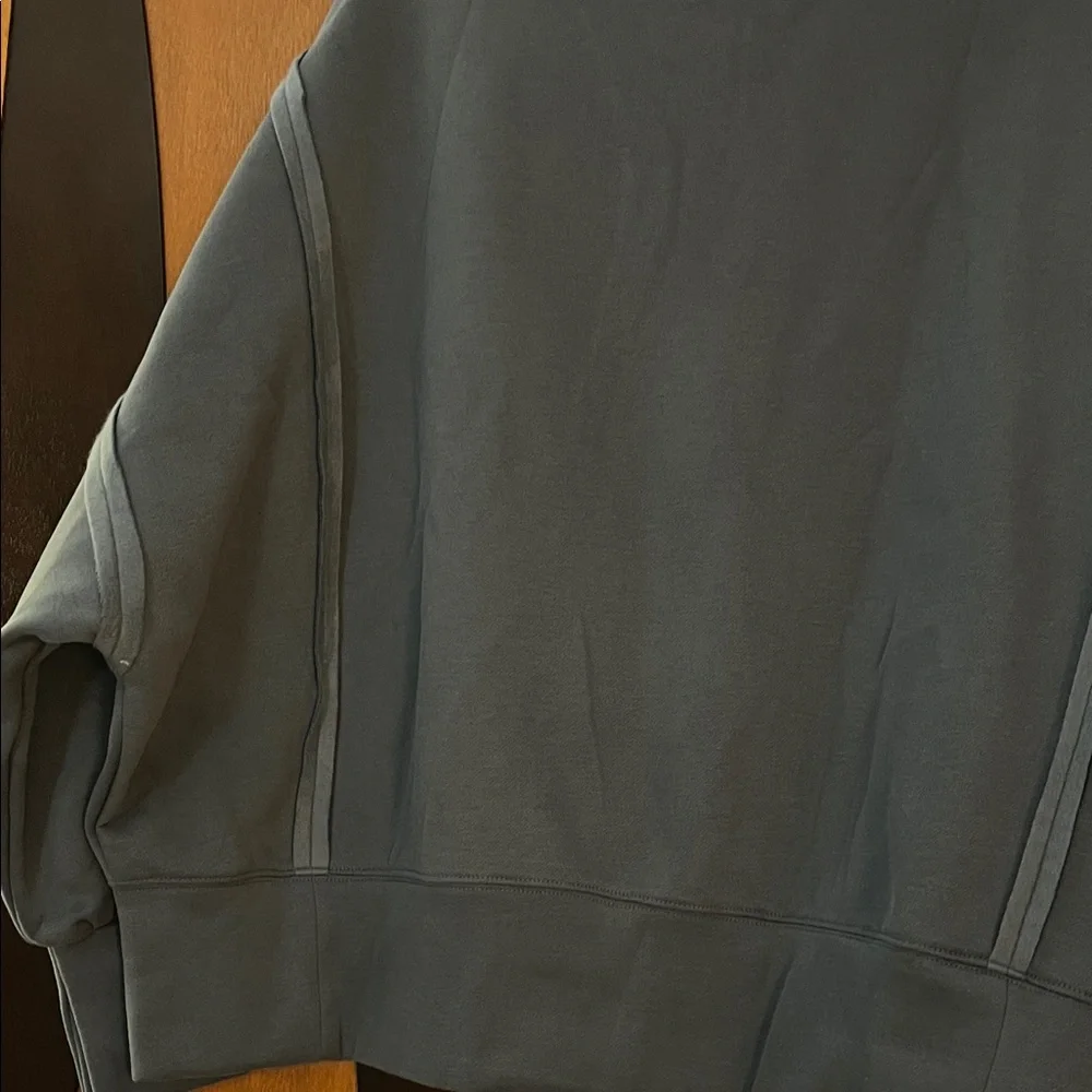 BiBi Marine Blue Chenille Love Crew Neck Sweatshirt  w/Seam Detail & Front Slits - Picture 7 of 10
